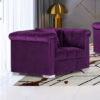 Kenosha Malta Plush Velour Fabric Armchair In Boysenberry