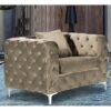 Mills Malta Plush Velour Fabric Armchair In Parchment