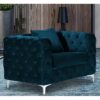 Mills Malta Plush Velour Fabric Armchair In Peacock