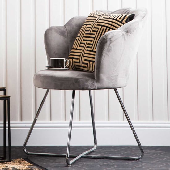 Vestal Fabric Accent Chair Ariel Shell Back In Silver