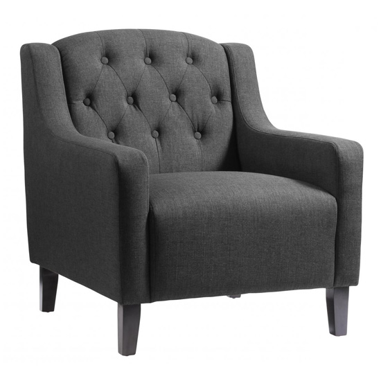 Paget Fabric Armchair With Wooden Legs In Grey