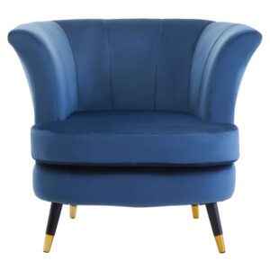 Lagos Velvet Scalloped Armchair In Midnight Blue