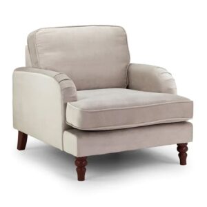 Robert Plush Velvet Armchair In Beige