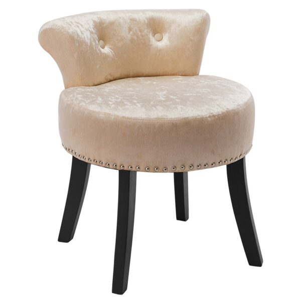 Velvet Upholstery Round Accent Chair Dressing Stool