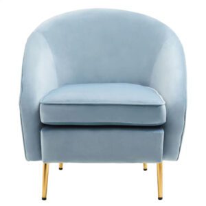 York Velvet Armchair In Aqua Blue With Gold Metallic Legs