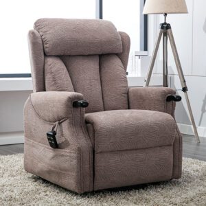 Dallas Fabric Riser Dual Motor Recliner Chair In Mocha