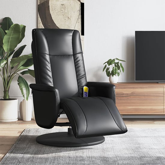 Madera Faux Leather Recliner Chair With Footrest In Black ...