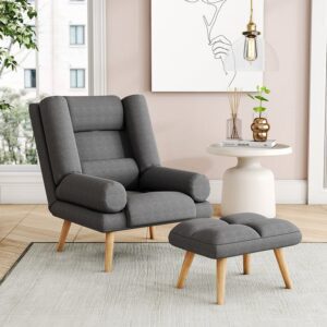 Grey Modern Comfort Adjustable Recliner with Footstool