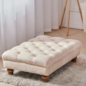 3Ft Wide Velvet Buttoned Thick Padded Footstool