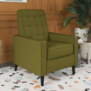 Weiser Fabric Recliner Chair With Oak Legs In Olive Green