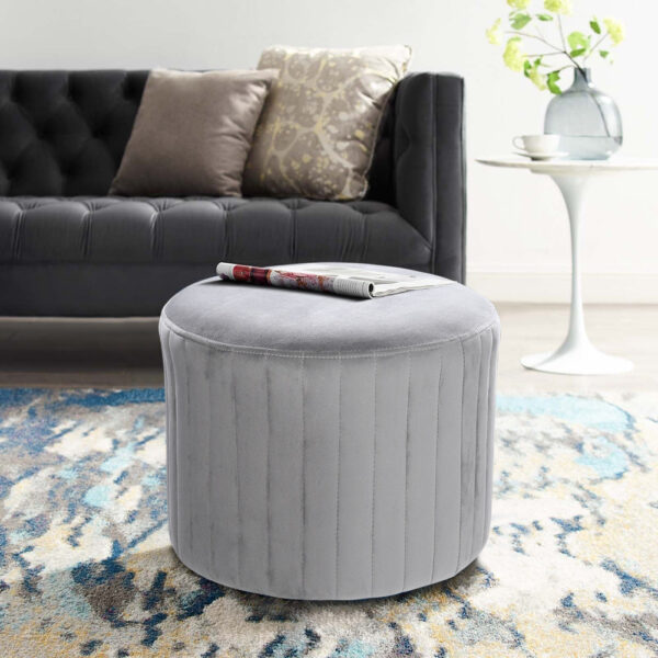 Diameter 40cm Round Pouf Footstool Velvet Ottoman