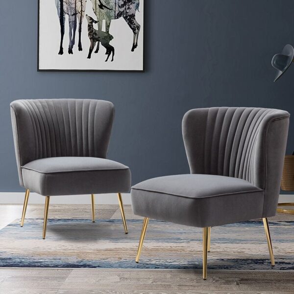 Velvet Cocktail Chairs Accent Chairs with Gold Legs