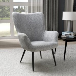 Baraboo Chenille Fabric Armchair With Black Legs In Grey