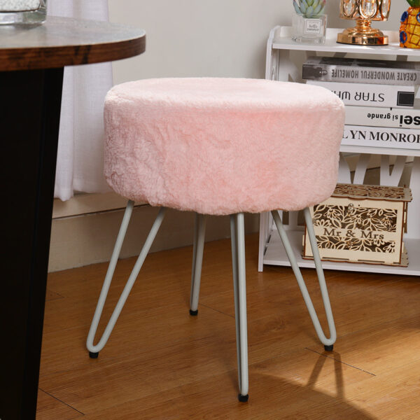 Plush Dressing Footstool Round Cotton Padded Makeup Chair