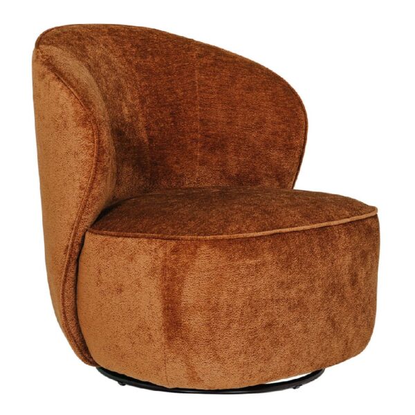 Elkhart Velvet Swivel Accent Chair In Rust