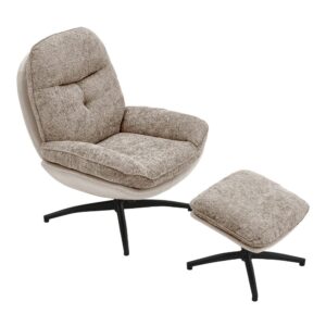 Livingandhome Chenille Lounge Chair with Footstool, XY0409