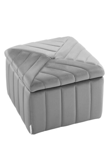 Livingandhome Upholstered Velvet Storage Ottoman Footstool, ZH1573