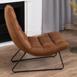 Marion Leather Lounge Chair With Black Legs In Brown