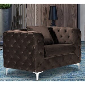 Mills Malta Plush Velour Fabric Armchair In Taupe