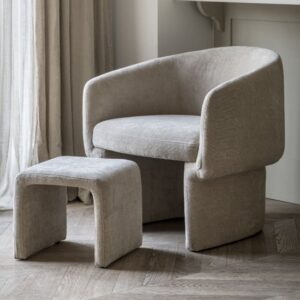 Augusta Fabric Armchair With Foot Stool In Cream