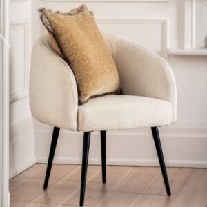 Bugaati Fabric Tub Chair With Black Legs In Off White