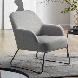 Dallas Fabric Accent Chair In Grey With Black Metal Legs