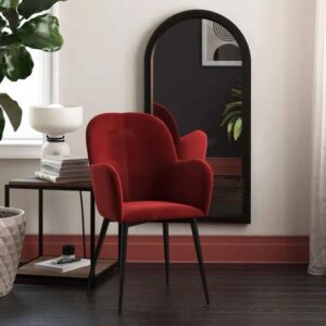 Felton Velvet Accent Chair In Burgundy