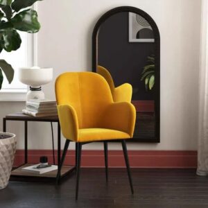 Felton Velvet Accent Chair In Mustard Yellow