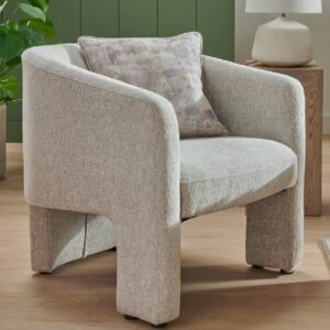 Hayward Fabric Accent Chair With Black Legs In Light Grey