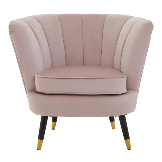 Lagos Velvet Accent Chair In Dusky Pink