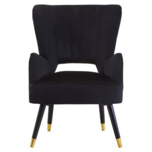 Lagos Velvet Cut Out Back Armchair In Black