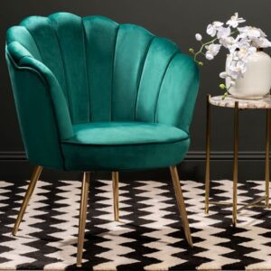 Ovaley Upholstered Velvet Accent Chair In Emerald Green