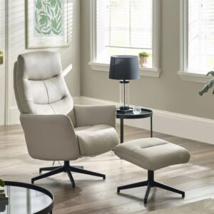 Pecos Plush Velvet Recliner Chair And Stool In Grey