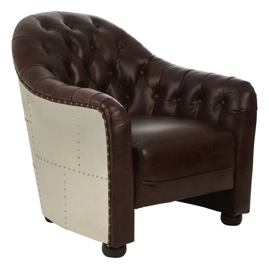 Sadalmelik Upholstered Leather Classic Armchair In Brown