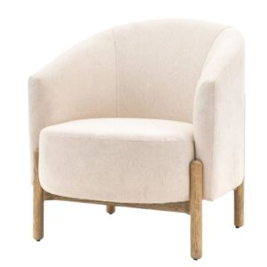 Taranto Fabric Armchair With Wooden Legs In Natural