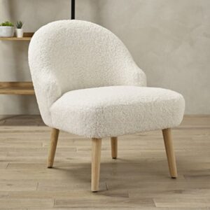 Trevor Boucle Fabric Accent Chair In White