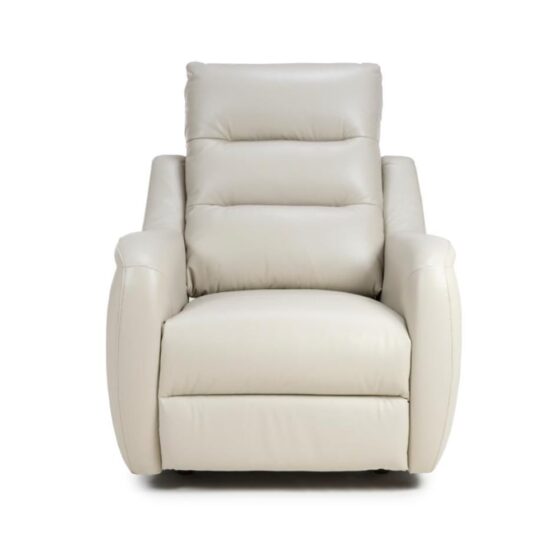 Arcata Electric Power Faux Leather Recliner Chair In Chalk