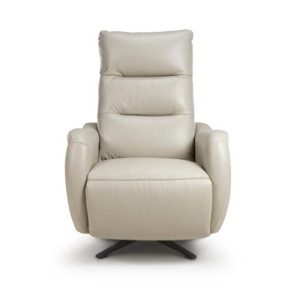 Arcata Electric Power Swivel Faux Leather Recliner Chair In Chalk