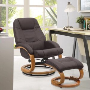 High Back PU Leather Recliner Armchair with Footstool 103.5cm