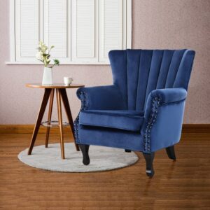 WineRed/Blue Velvet Wingback Chair Upholstered Armchair